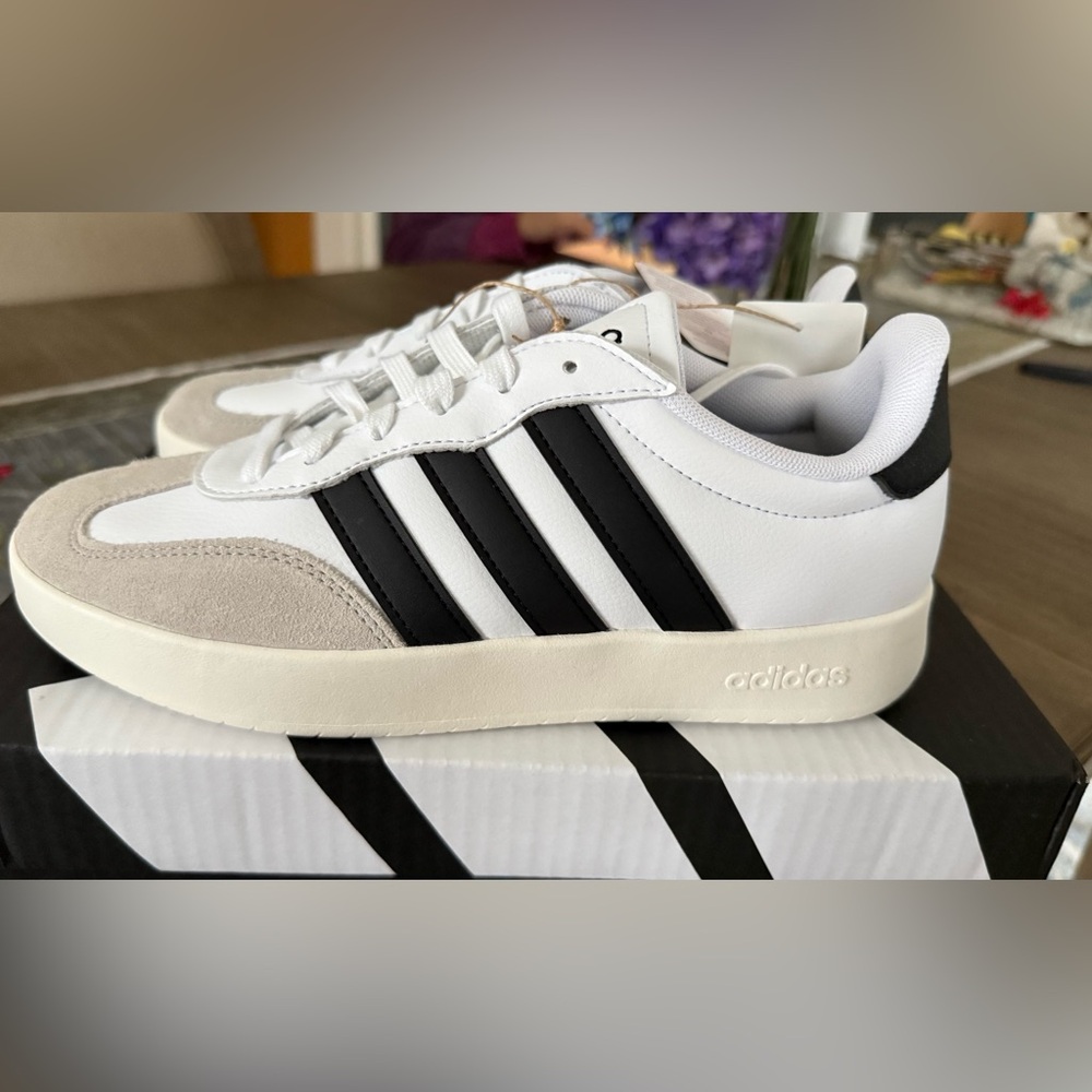 adidas White Black Three-Stripe women’s Sneakers